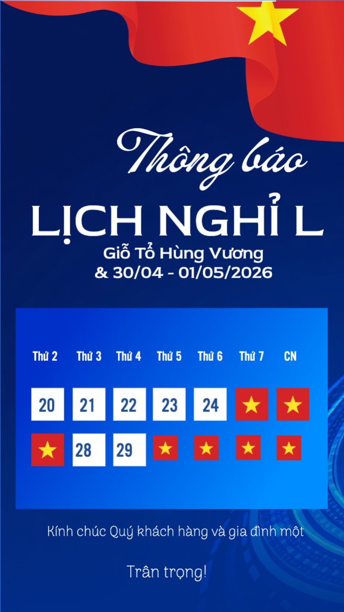 Lịch nghỉ lễ Giỗ Tổ và 30/4-1/5
