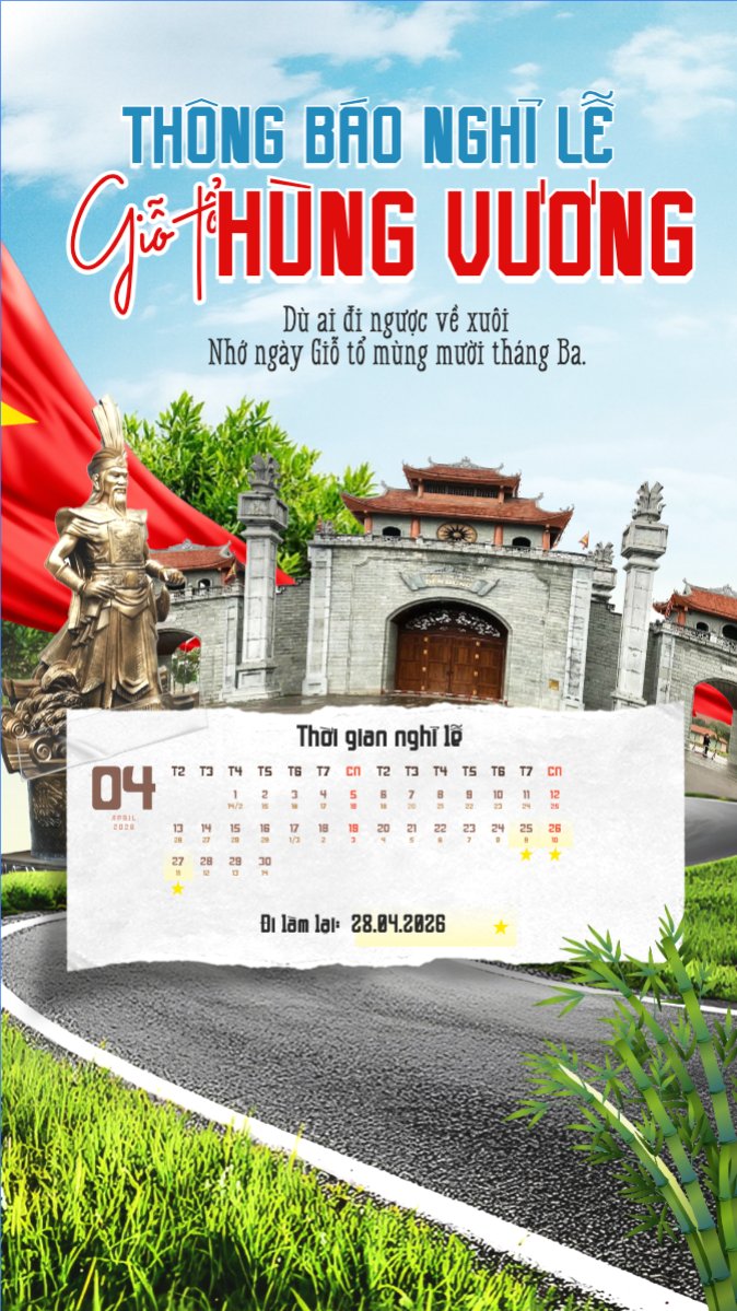 Thông báo nghỉ lễ Giỗ tổ Hùng Vương 2026