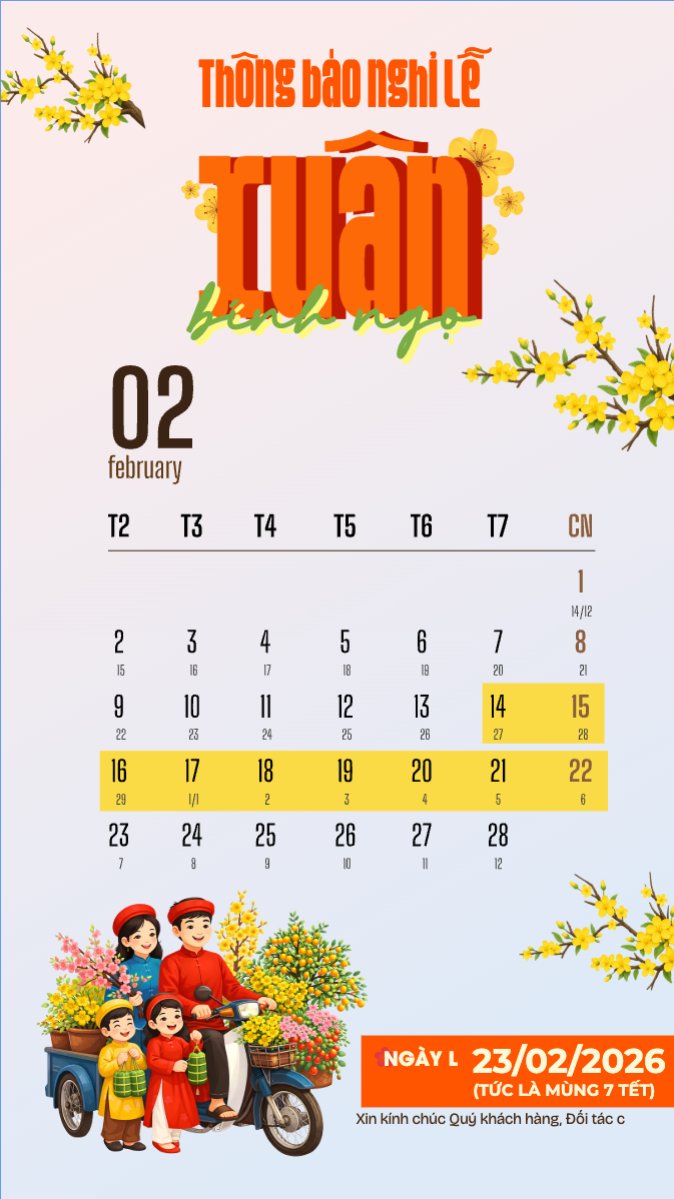 Thông báo nghỉ tết Nguyên Đán