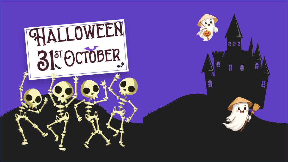 Halloween, lễ hội ma quái, sự kiện, event, dễ thương, cute, chibi, hoạt hình, cartoon