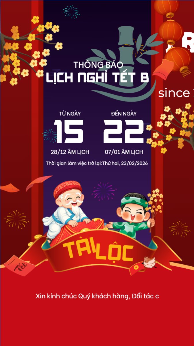 Thông báo lịch nghỉ tết nguyên đán Bính Ngọ 2026