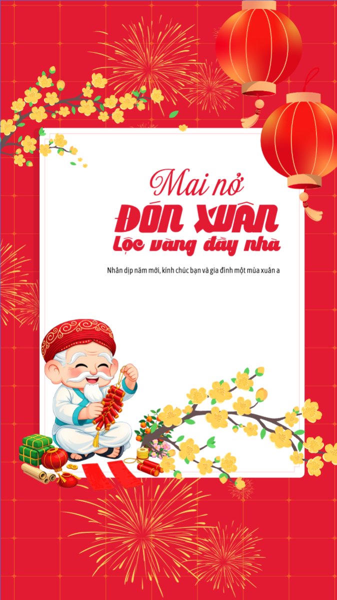Mai nở đón xuân lộc vàng đầy nhà