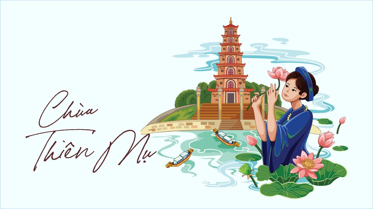 Chùa Thiên Mụ, Việt Nam, địa danh, du lịch, travel, dễ thương, cute, chibi, hoạt hình, cartoon