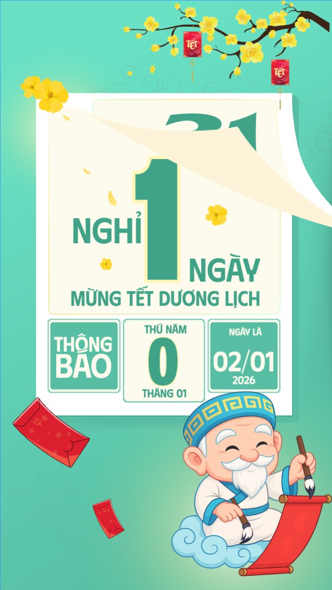 Thông báo nghỉ tết dương lịch