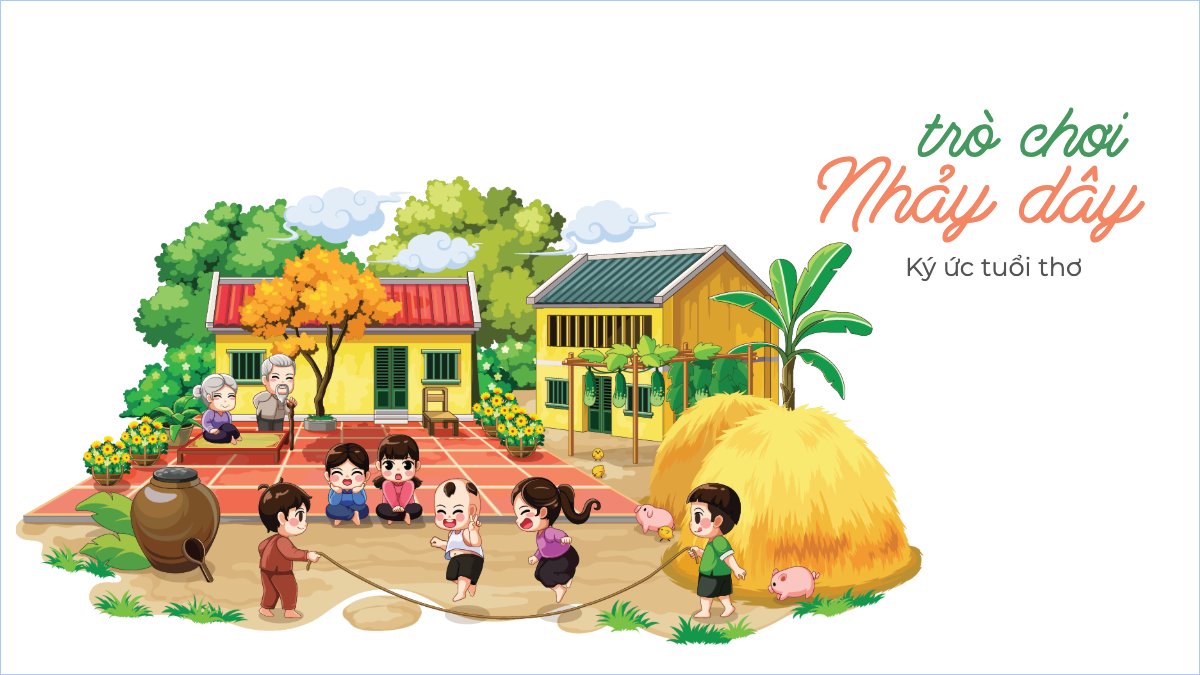 Nhảy dây, trò chơi dân gian, truyền thống, Việt Nam, traditional, dễ thương, cute, chibi, hoạt hình, cartoon	