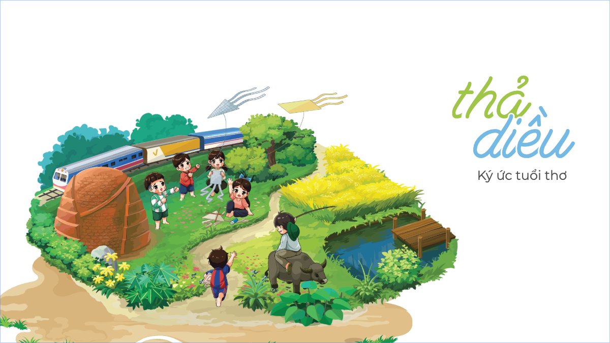 Thả diều, diều, trò chơi dân gian, truyền thống, Việt Nam, traditional, dễ thương, cute, chibi, hoạt hình, cartoon