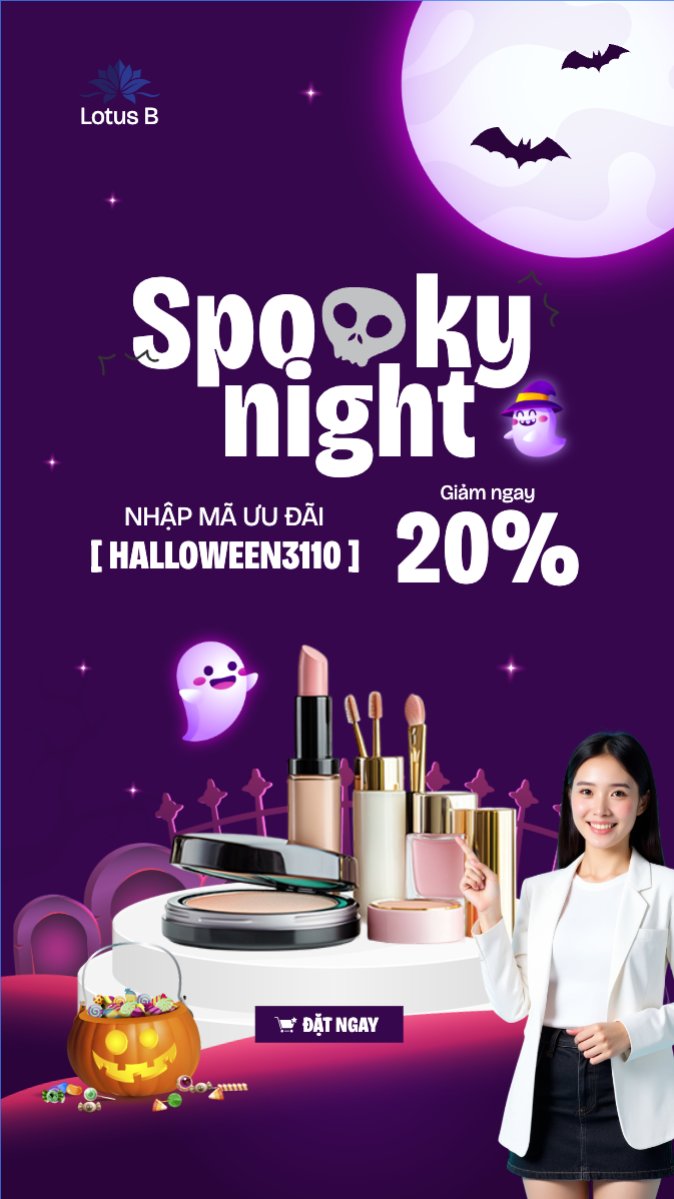 Halloween, lễ hội ma quái, thẩm mỹ, cosmetic, beauty, làm đẹp, sự kiện, event, dễ thương, cute, chibi, hoạt hình, cartoon