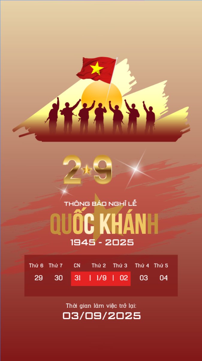 	2/9, Quốc Khánh, lễ hội, thông báo, lịch nghỉ, Việt Nam, sự kiện, event, hiện đại, modern