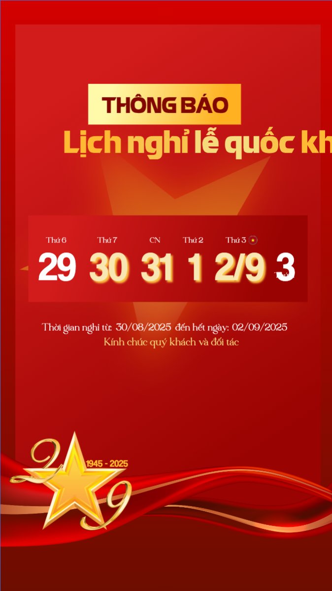 2/9, Quốc Khánh, lễ hội, thông báo, lịch nghỉ, Việt Nam, sự kiện, event, hiện đại, modern