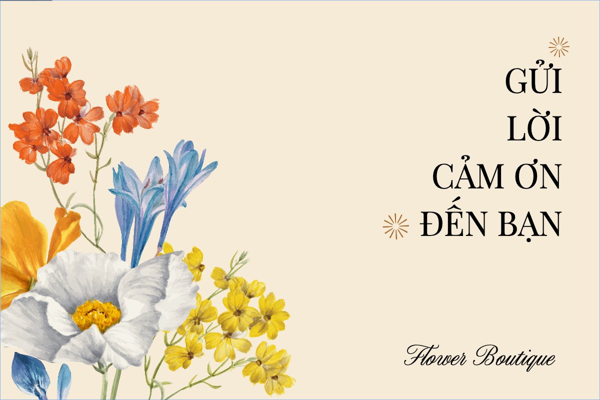 Mẫu Thank you card Hoa lá, thiên nhiên, floral, vintage, flower, hoa — LayerPic