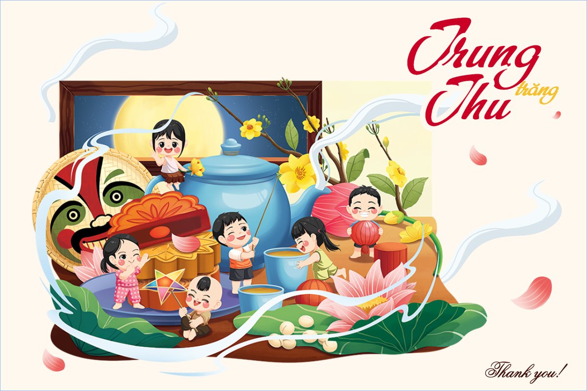 Trung thu, Tết Đoàn Viên, mid-autumn festival, sự kiện, event, dễ thương, cute, chibi, hoạt hình, cartoon