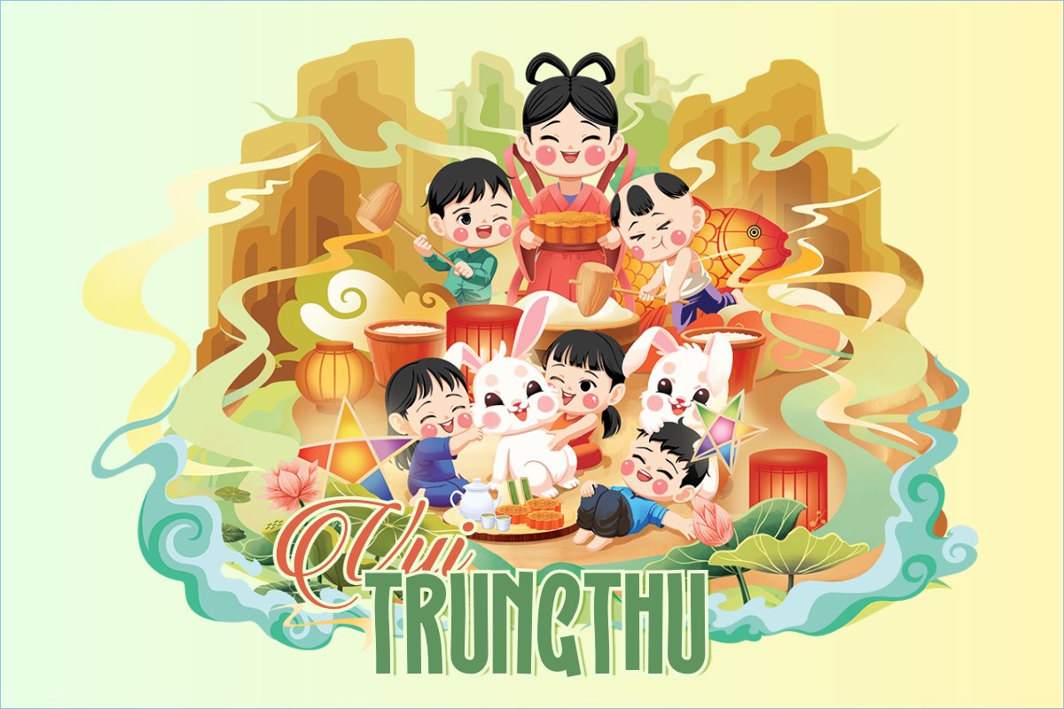 Trung thu, Tết Đoàn Viên, mid-autumn festival, sự kiện, event, lồng đèn, ẩm thực, food, thực phẩm, chibi, cute, dễ thương	