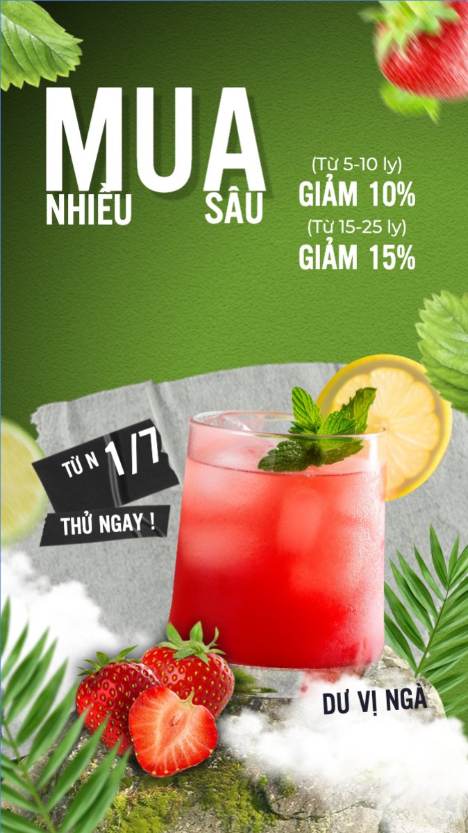 Trà dâu, nước uống, juice, giải khát, F&B, drink, cafe, coffee, cà phê, trà sữa, milk tea, hiện đại	