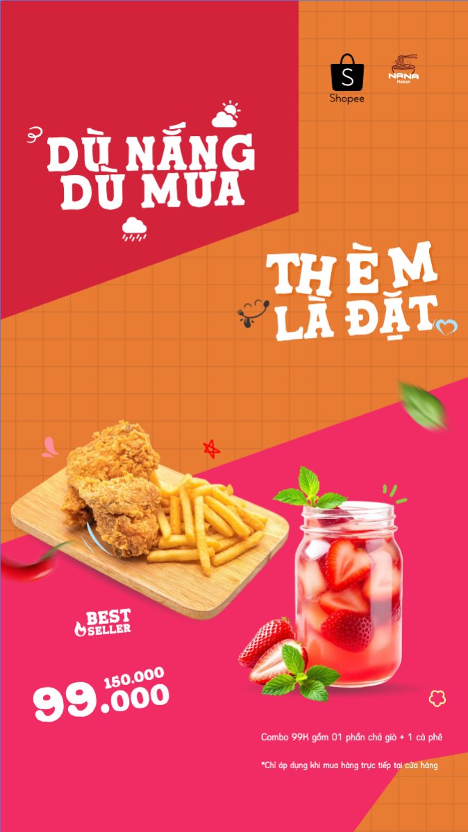 Gà, gá rán, trà dâu, nước uống, đồ ăn, food, thực phẩm, ẩm thực, món ăn, F&B, nhà hàng, thức ăn, dễ thương, hiện đại