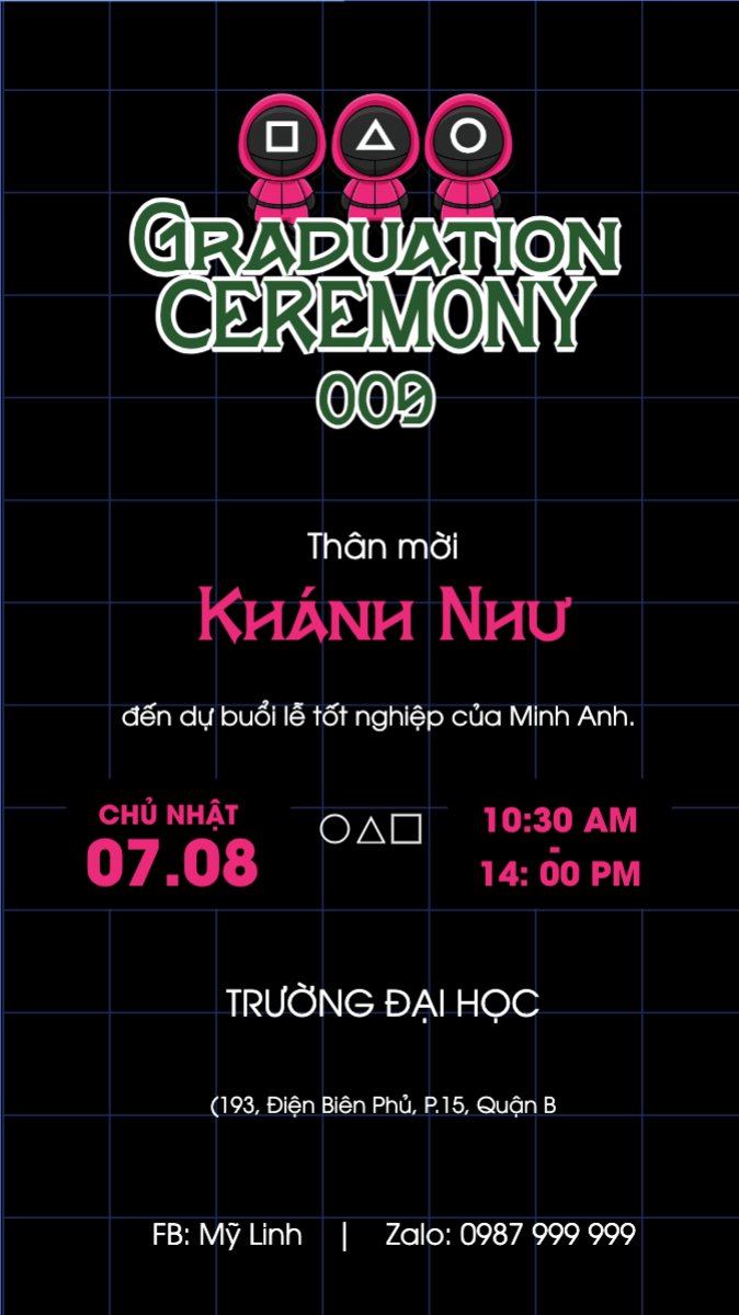 Tốt nghiệp, graduation, giáo dục, education, sự kiện, event, hoạt hình, cartoon, squid game