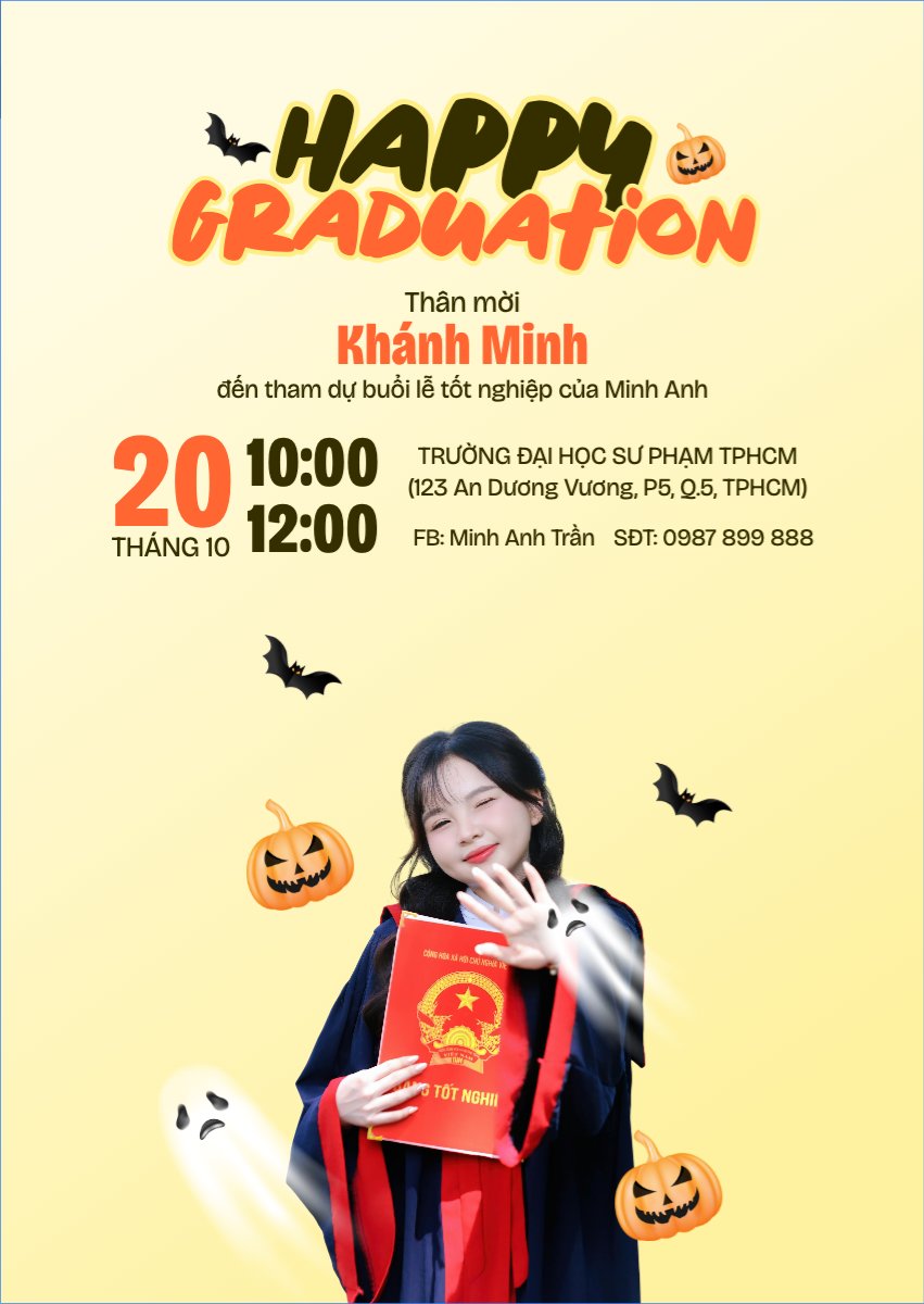 Halloween, tốt nghiệp, graduate, lễ hội ma quái, sự kiện, event, dễ thương, cute, chibi, hoạt hình, cartoon