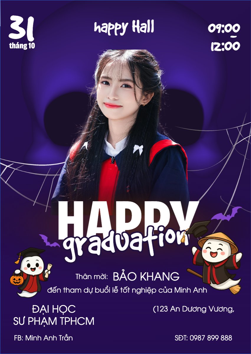 Halloween, tốt nghiệp, graduate, lễ hội ma quái, sự kiện, event, dễ thương, cute, chibi, hoạt hình, cartoon