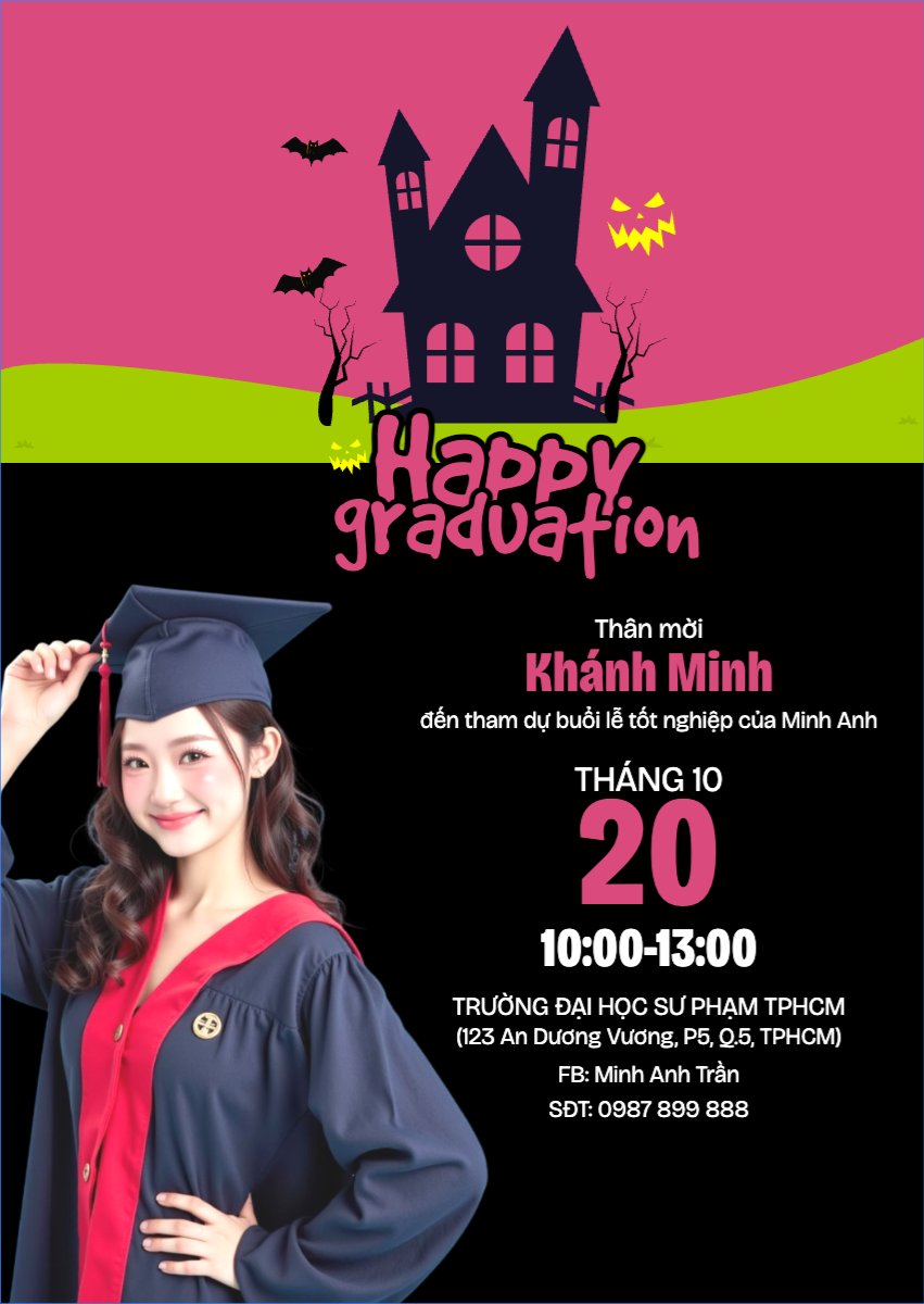 Halloween, tốt nghiệp, graduate, lễ hội ma quái, sự kiện, event, đơn giản, simple, hiện đại, modern