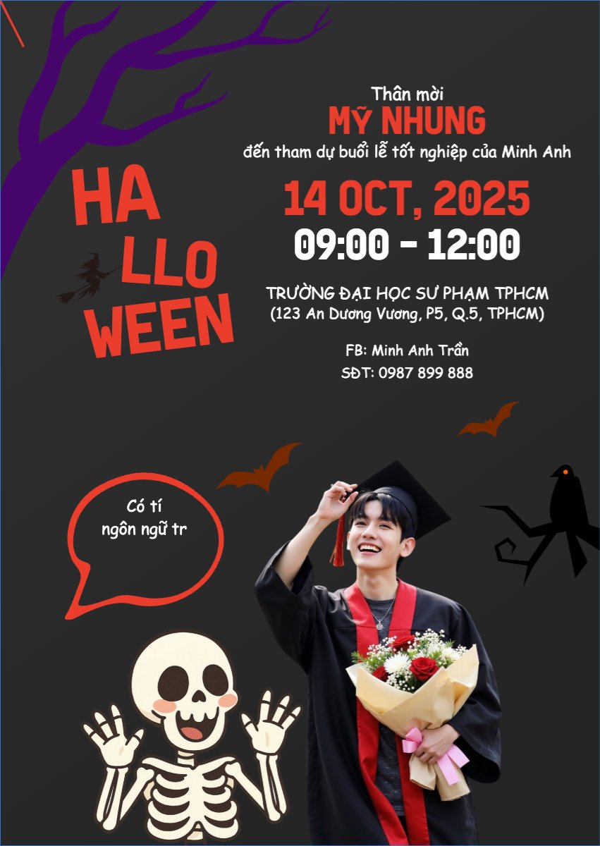 Halloween, tốt nghiệp, graduate, lễ hội ma quái, sự kiện, event, dễ thương, cute, chibi, hoạt hình, cartoon