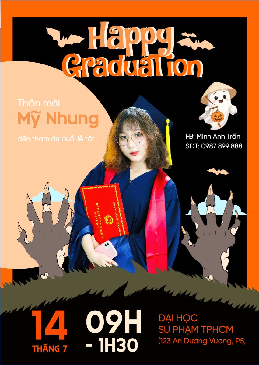 Halloween, tốt nghiệp,  graduate, lễ hội ma quái, sự kiện, event, dễ thương, cute, chibi, hoạt hình, cartoon