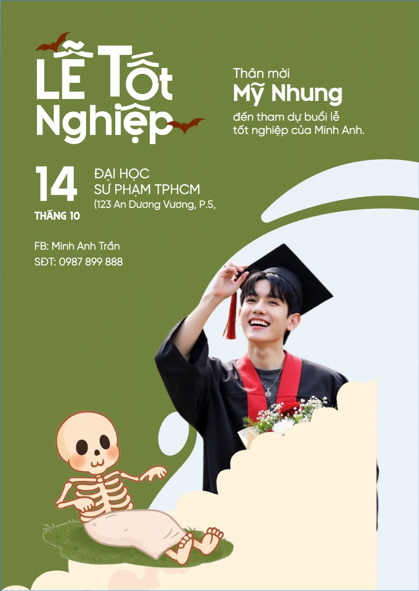 Tốt nghiệp, thư mời, sinh viên, student, education, halloween, lễ hội, festival, chibi, hoạt hình, cute, dễ thương