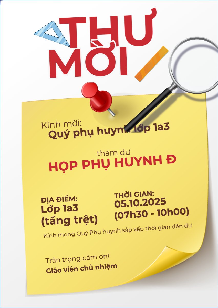Thư họp phụ huynh, thư mời, giáo dục, education, dễ thương, cute
