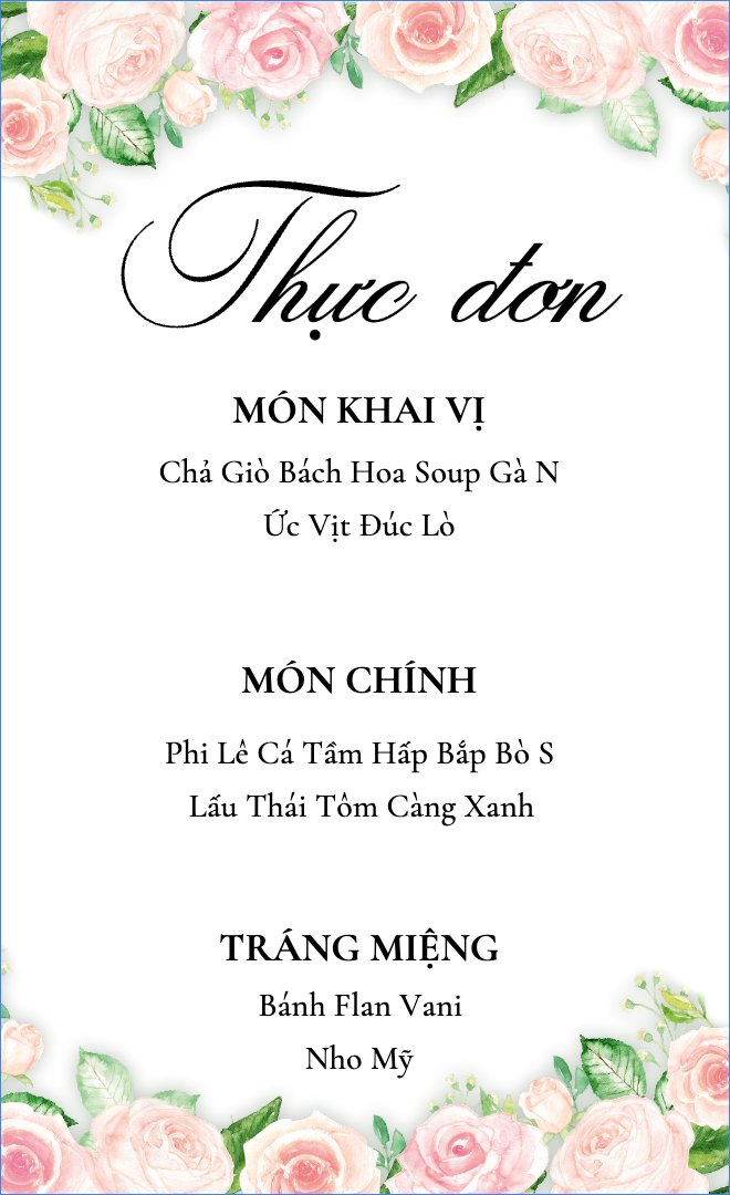 Mẫu Menu để bàn Hoa màu nước, hoa lá, thiên nhiên, floral, màu nước, watercolor — LayerPic