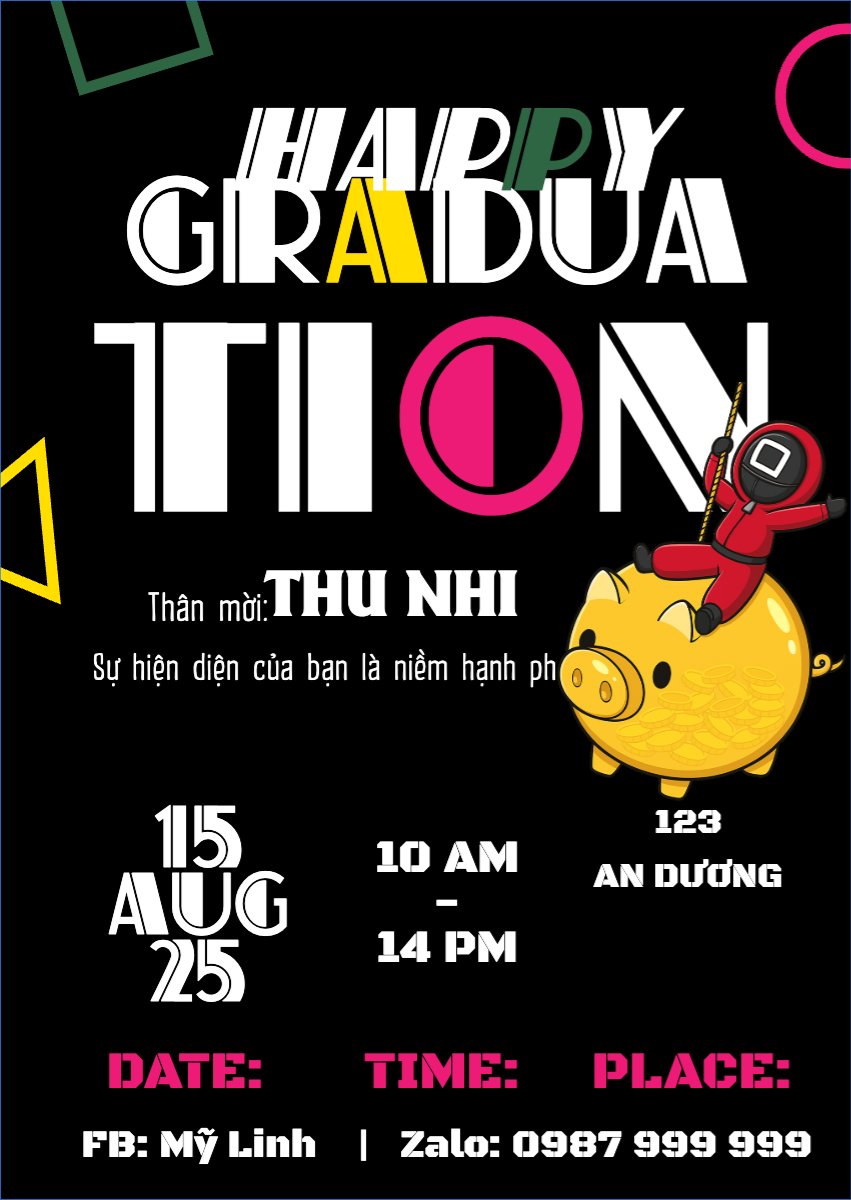 Tốt nghiệp, kỉ yếu, Graduation, yearbook, dễ thương, cute, chibi, hoạt hình, cartoon, squid game