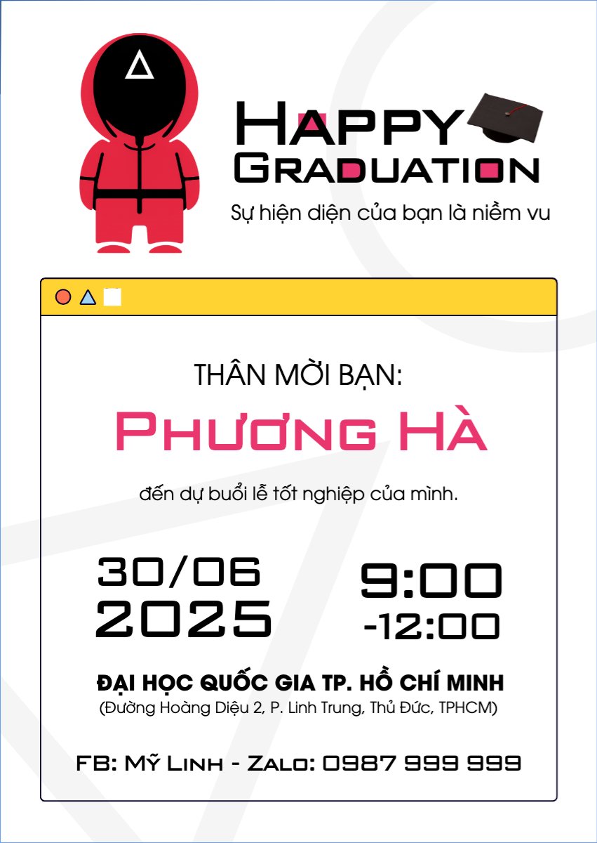 Tốt nghiệp, kỉ yếu, Graduation, yearbook, dễ thương, cute, chibi, hoạt hình, cartoon, squid game