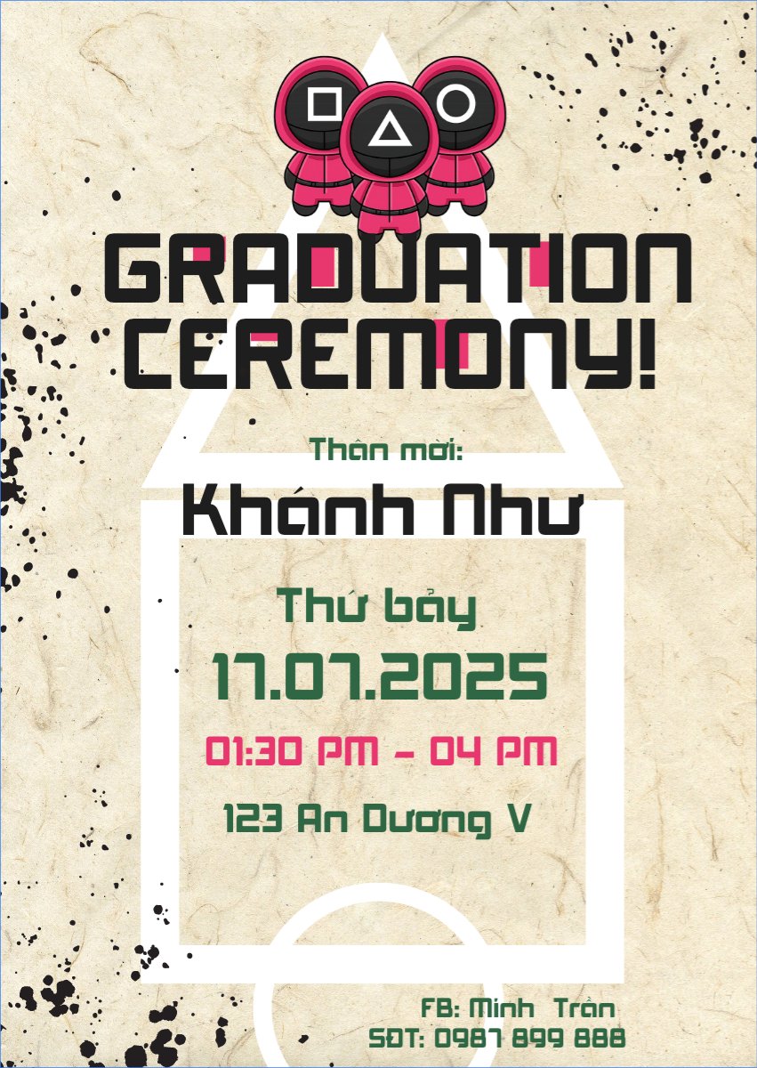 Tốt nghiệp, kỉ yếu, Graduation, yearbook, dễ thương, cute, chibi, hoạt hình, cartoon, squid game
