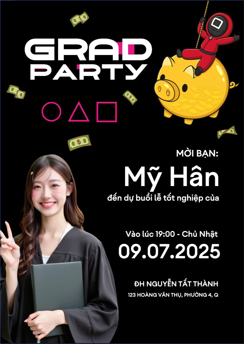 Tốt nghiệp, kỉ yếu, Graduation, yearbook, dễ thương, cute, chibi, hoạt hình, cartoon, squid game