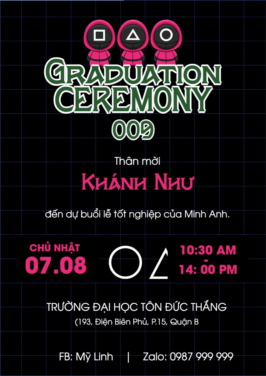 Tốt nghiệp, kỉ yếu, Graduation, yearbook, dễ thương, cute, chibi, hoạt hình, cartoon, squid game