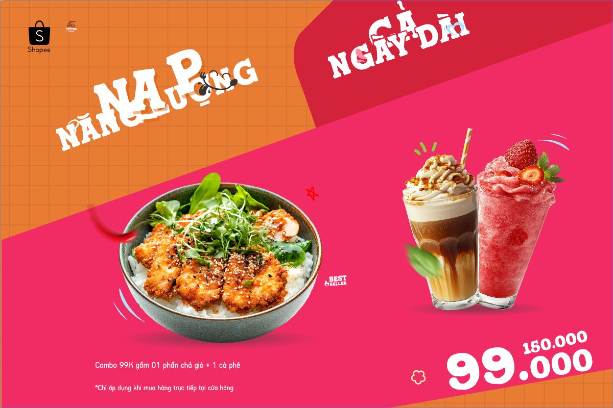 Cơm, cà phê, nước uống, đồ ăn, food, thực phẩm, ẩm thực, món ăn, F&B, nhà hàng, thức ăn, dễ thương, hiện đại