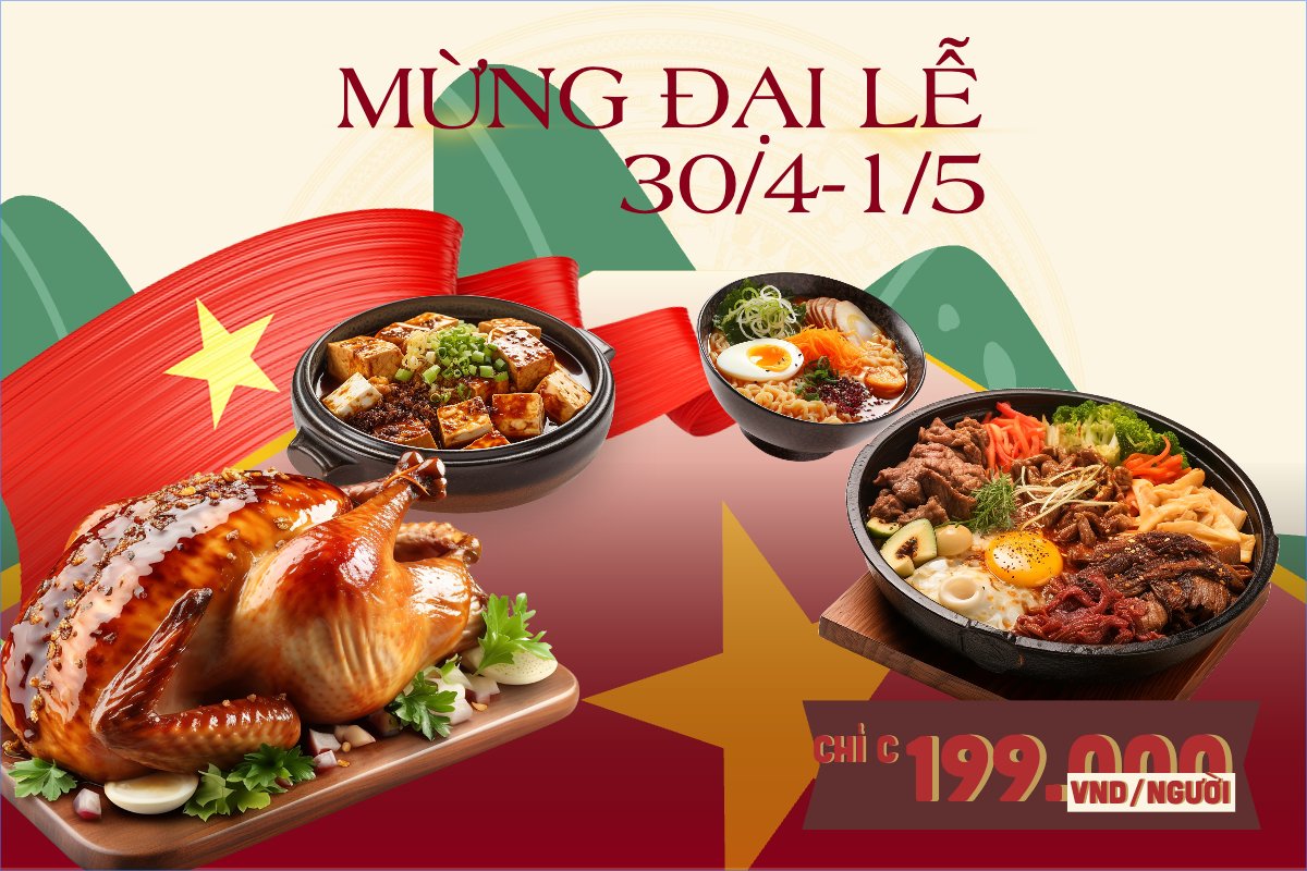 Mẫu Banner - Băng rôn 30/4-1/5, lễ, Việt Nam, truyền thống, Vietnamese,Đồ ăn, food, thực phẩm, ẩm thực, món ăn, F&B, nhà hàng, thức ăn — LayerPic
