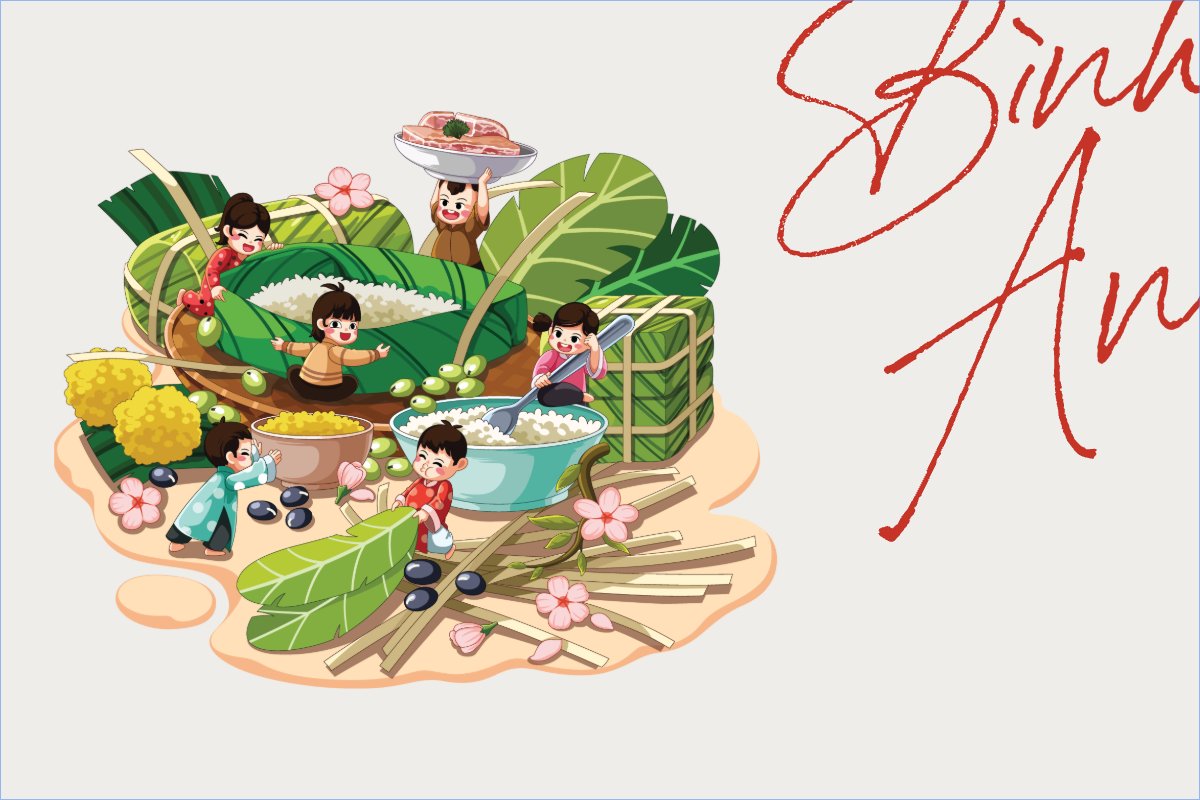 Dân gian, tết, truyền thống, folk, traditions, dễ thương, cute, chibi, hoạt hình, cartoon