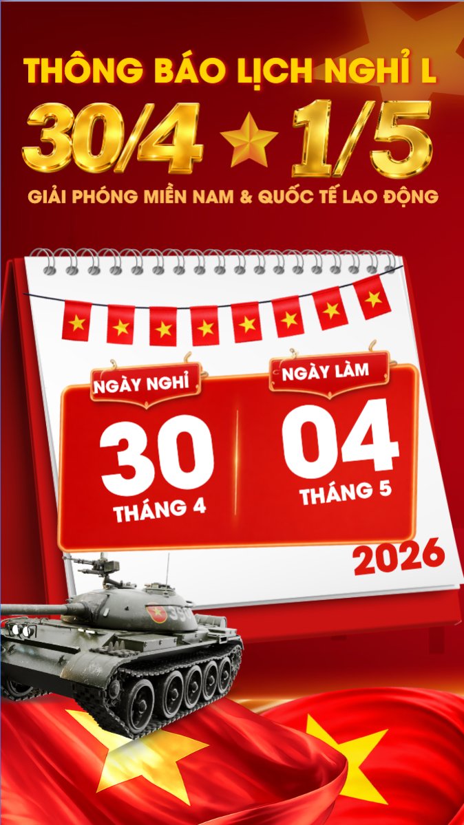 Lịch nghỉ lễ 30/4-1/5