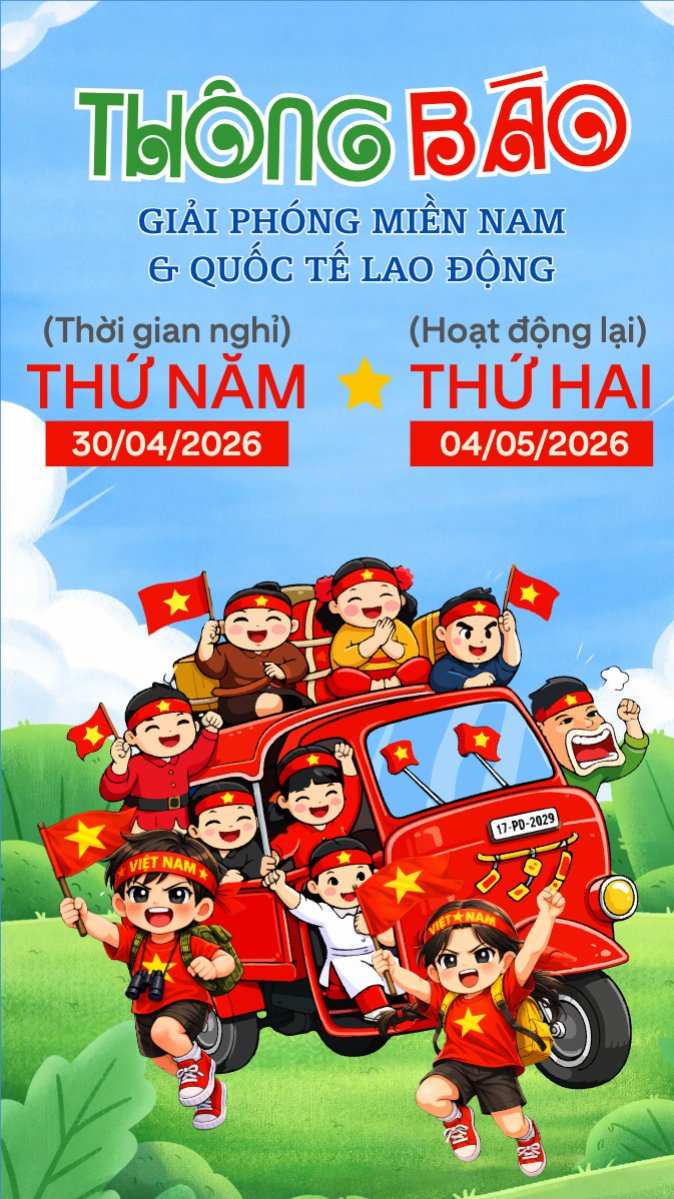 Lịch nghỉ lễ 30/4-1/5