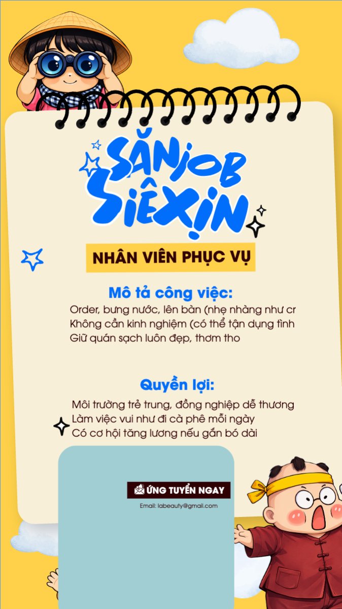 Tuyển dụng nhân viên phục vụ