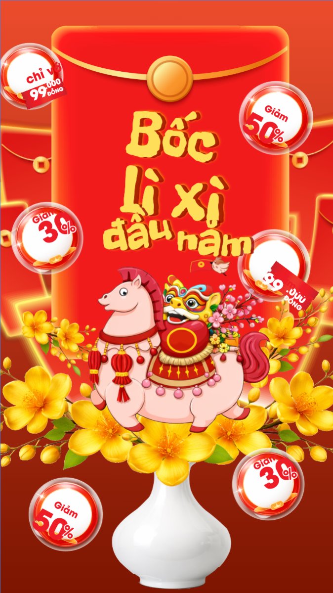 Mẫu Bài post MXH (9:16) Lì xì đầu năm — LayerPic