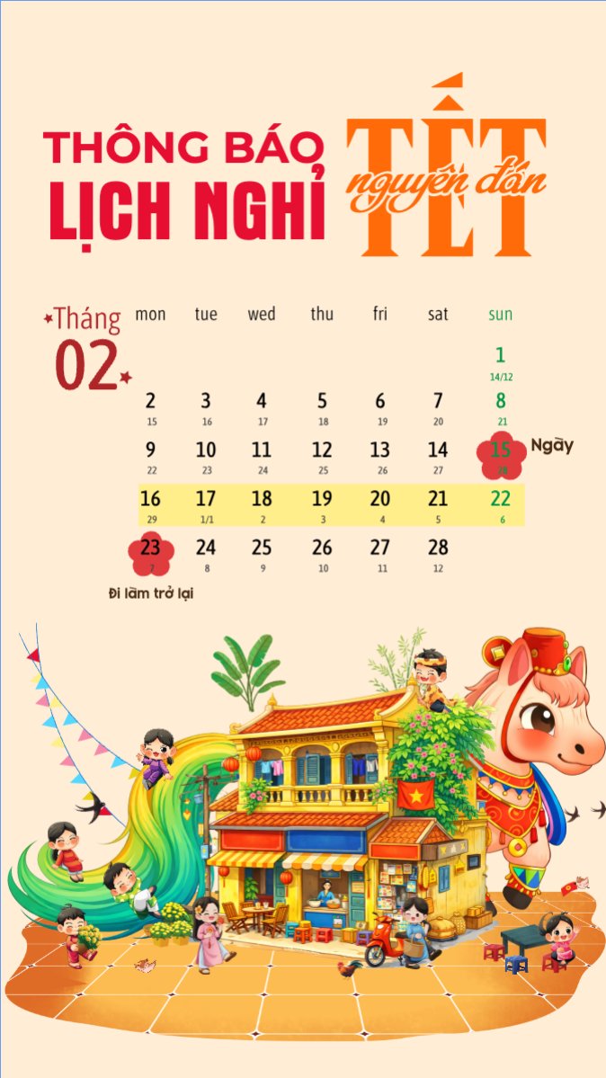 Mẫu Bài post MXH (9:16) Thông báo nghỉ tết Nguyên Đán — LayerPic