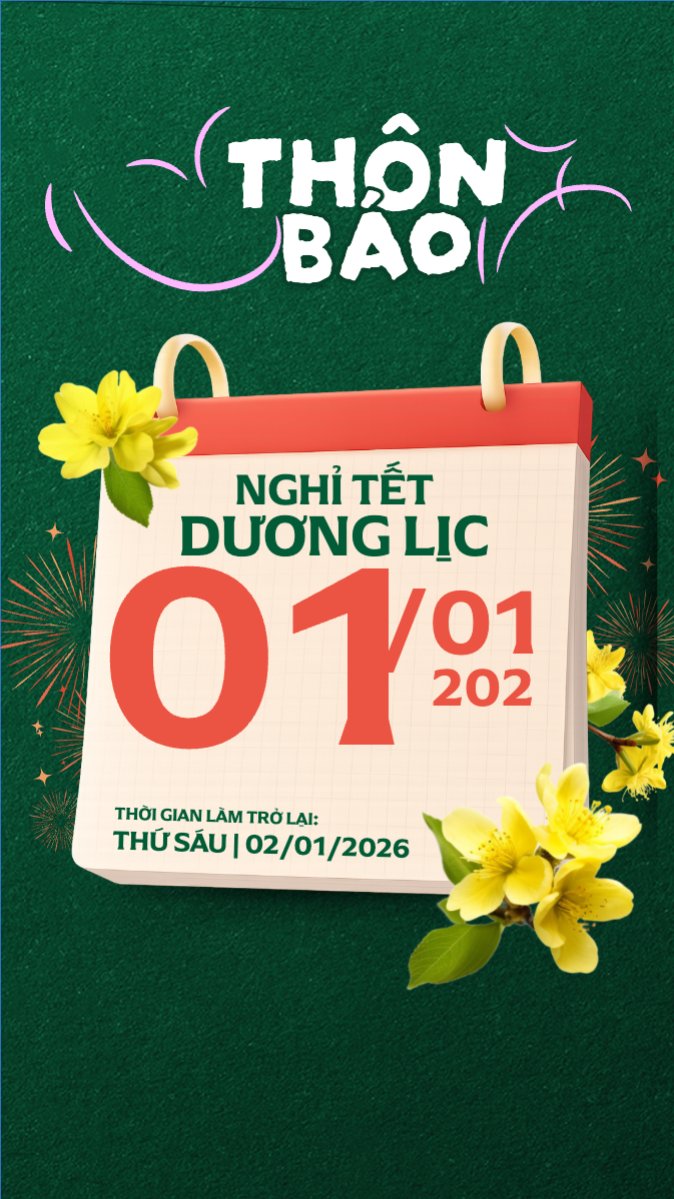 Thông báo nghỉ tết dương lịch