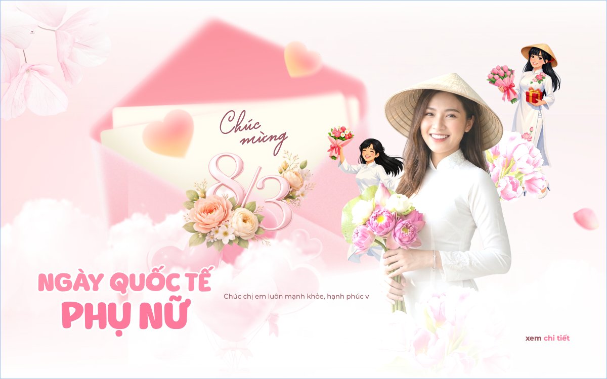 Mẫu Banner - Băng rôn Chúc mừng ngày Quốc tế phụ nữ 8/3 — LayerPic