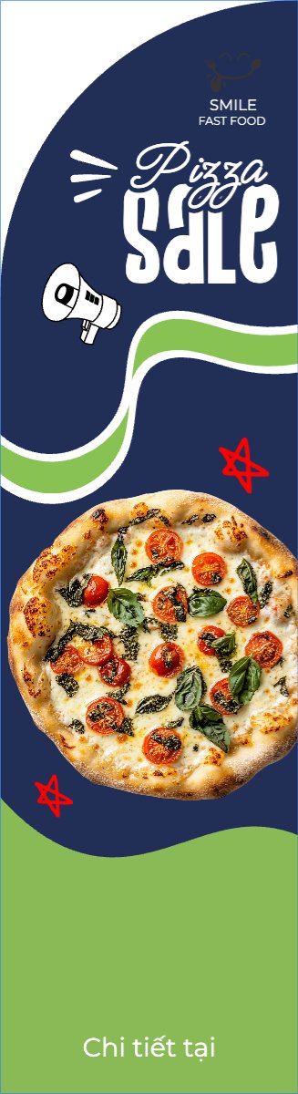 Mẫu Cờ phướn Pizza, fastfood, đồ ăn, food, thực phẩm, ẩm thực, món ăn, F&B, thức ăn — LayerPic
