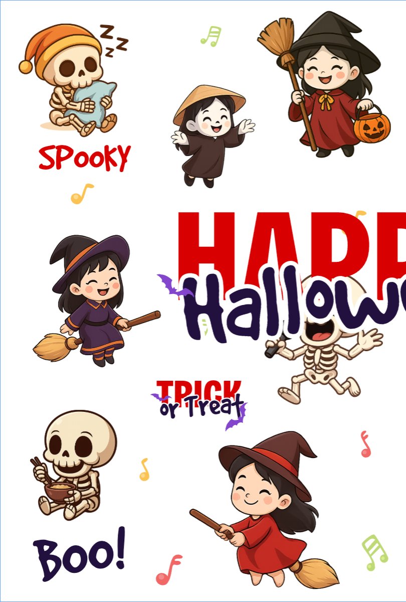 Halloween, lễ hội ma quái, sự kiện, event, dễ thương, cute, chibi, hoạt hình, cartoon